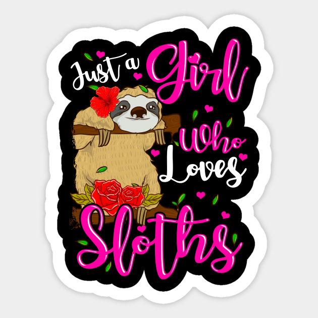 Cute Just A Girl Who Loves Sloths Sticker by theperfectpresents